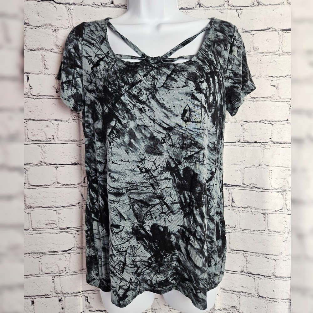 Women's Black & Gray Casual T Shirt Top, size small